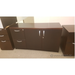 Mahogany Wood 2 Door Storage Cabinet w/ Box Box Drawers